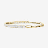 Baguette Cut Diamond and Half Link Tennis Bracelet (Small)