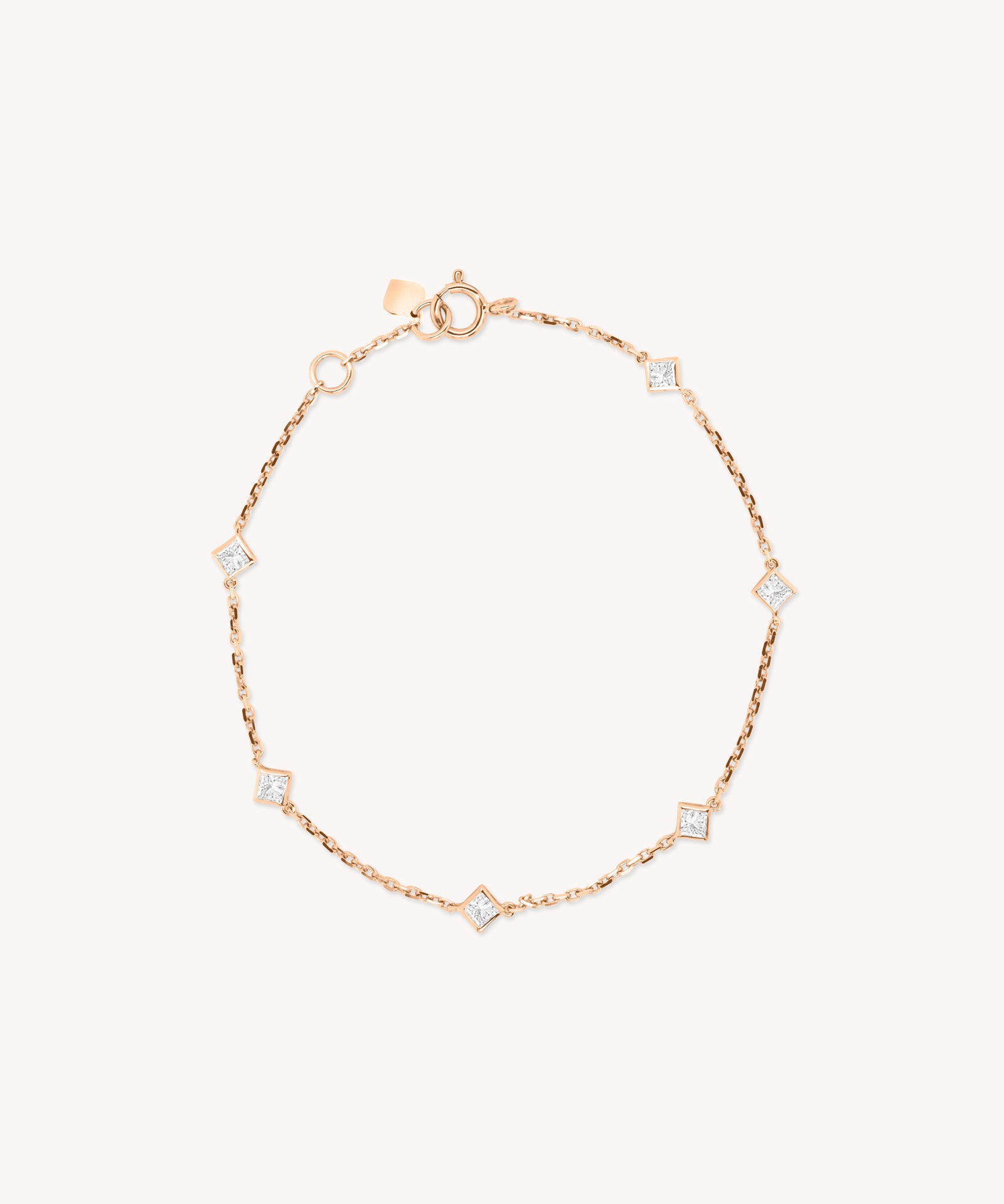 Princess Cut Diamond Station Bracelet