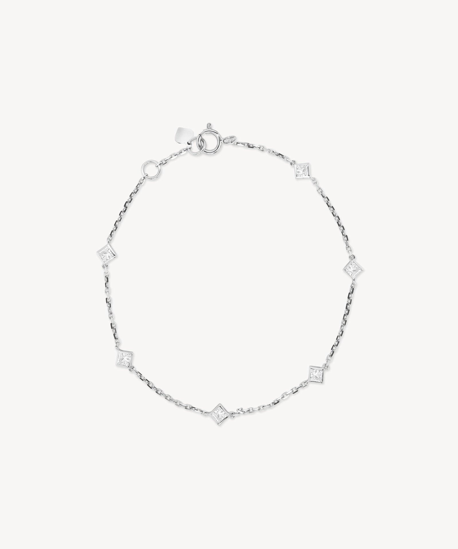 Princess Cut Diamond Station Bracelet