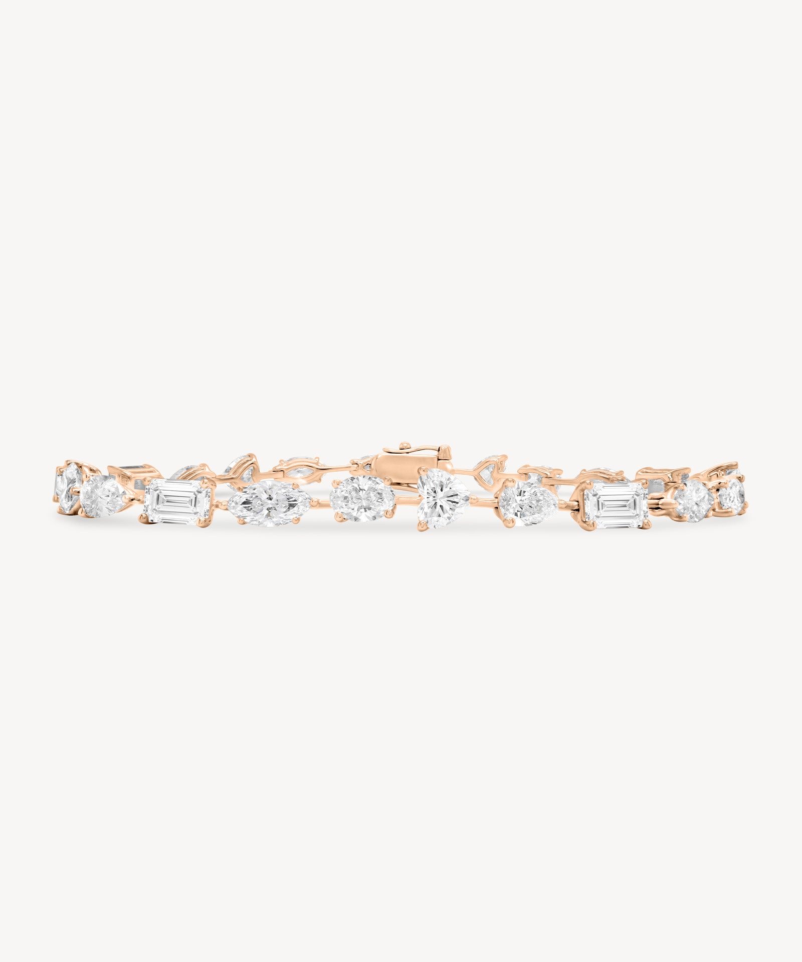 Alternating fancy cut diamond bracelet in rose gold