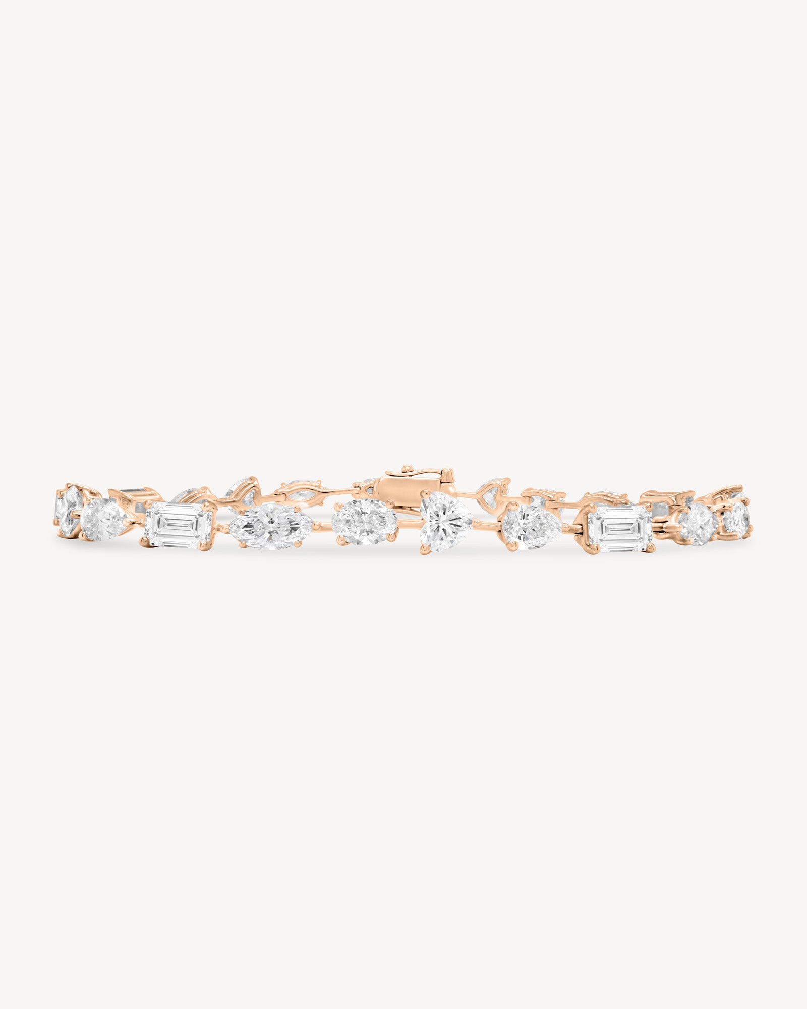 Alternating fancy cut diamond bracelet in rose gold