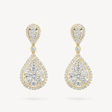 Double Pear Diamond Pavé Halo Drop Earrings