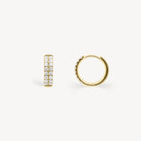 Double Row Diamond Pavé Huggie Earrings