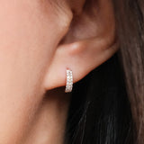 Double Row Diamond Pavé Huggie Earrings
