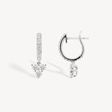 Three Stone Diamond Huggie Drop Earrings