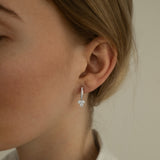 Three Stone Diamond Huggie Drop Earrings