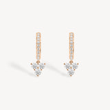 Three Stone Diamond Huggie Drop Earrings