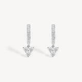 Three Stone Diamond Huggie Drop Earrings