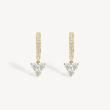 Three Stone Diamond Huggie Drop Earrings