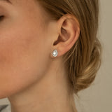 Pear Cut Diamond Stud Earrings with Removable Halo