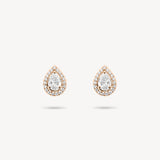 Pear Cut Diamond Stud Earrings with Removable Halo