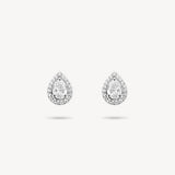 Pear Cut Diamond Stud Earrings with Removable Halo