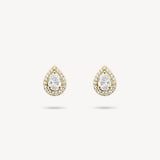 Pear Cut Diamond Stud Earrings with Removable Halo