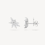 Mixed Diamond Cluster Stud Earrings