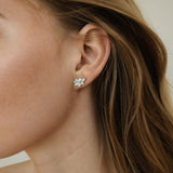 Mixed Diamond Cluster Stud Earrings