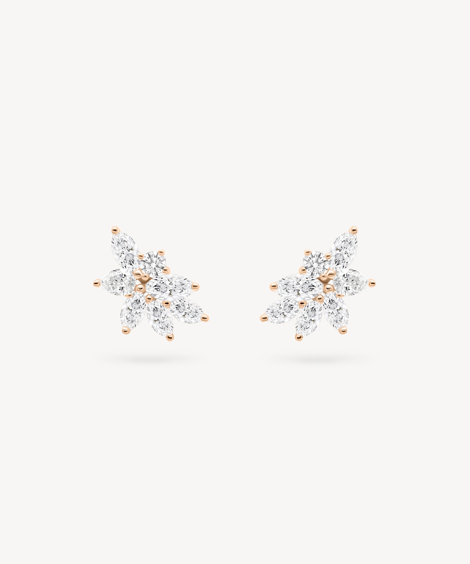 Mixed Diamond Cluster Stud Earrings