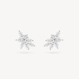 Mixed Diamond Cluster Stud Earrings