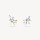 Mixed Diamond Cluster Stud Earrings