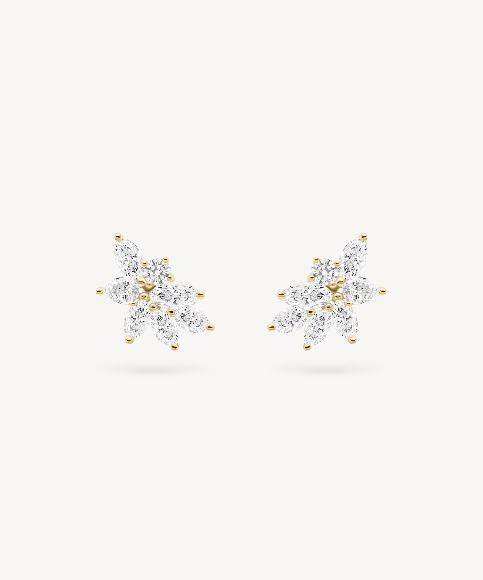 Mixed Diamond Cluster Stud Earrings