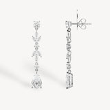 Mixed Diamond Cluster Long Drop Earrings
