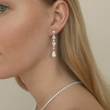 Mixed Diamond Cluster Long Drop Earrings