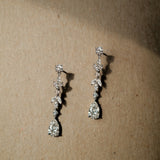 Mixed Diamond Cluster Long Drop Earrings