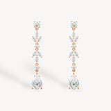 Mixed Diamond Cluster Long Drop Earrings