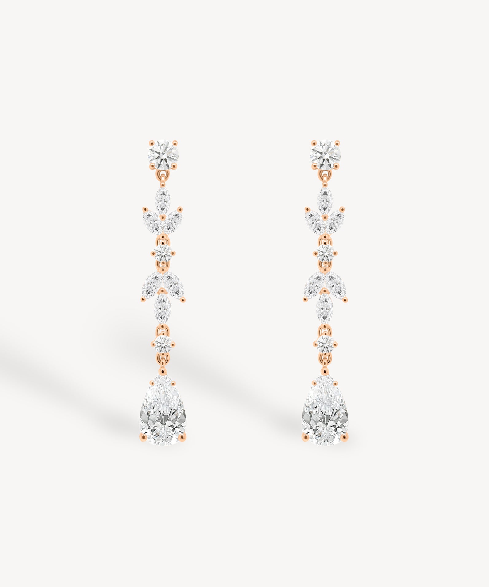 Mixed Diamond Cluster Long Drop Earrings
