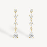 Mixed Diamond Cluster Long Drop Earrings