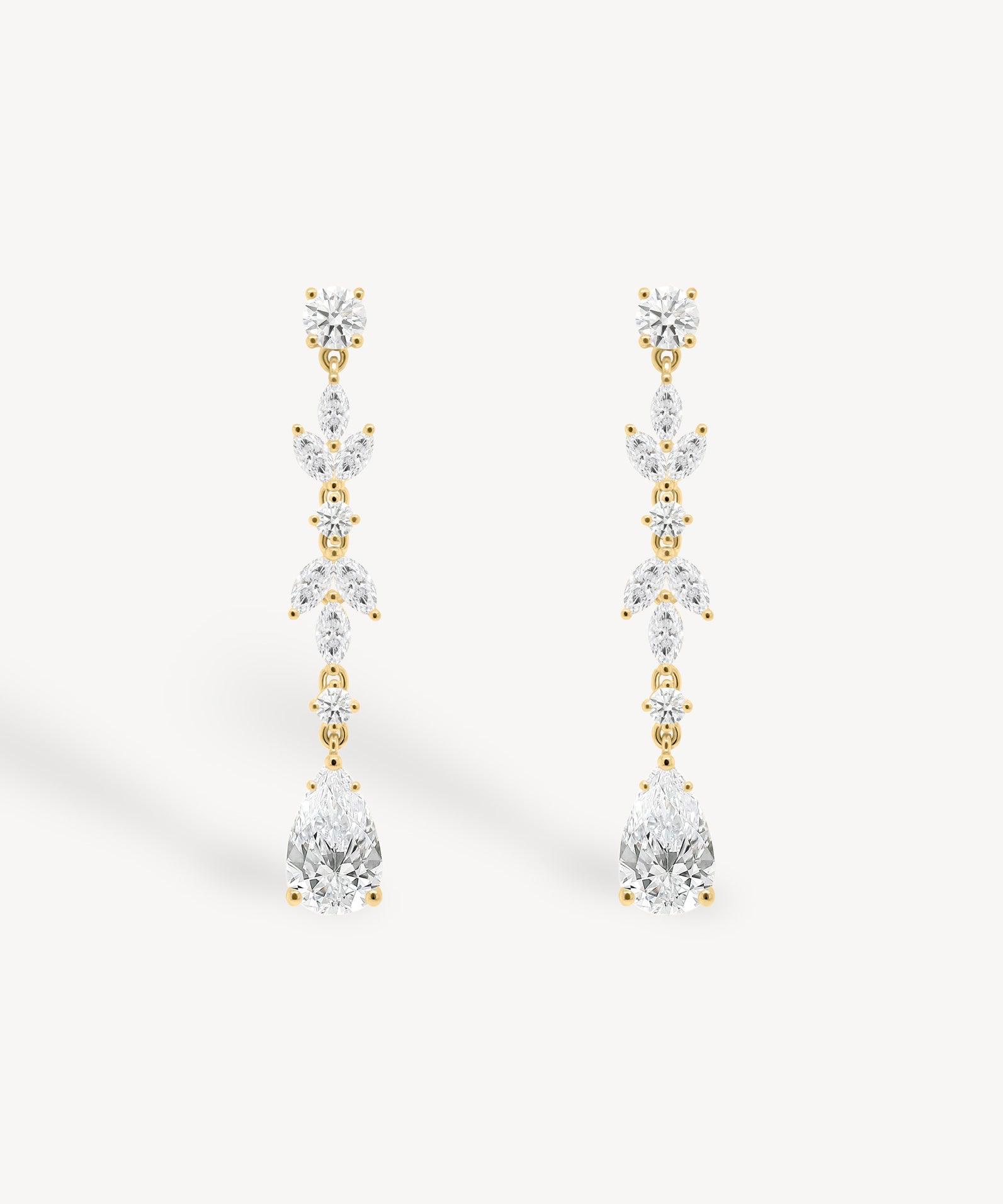 Mixed Diamond Cluster Long Drop Earrings