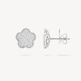 Diamond Flower Studs with Millegrain Edge