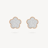 Diamond Flower Studs with Millegrain Edge