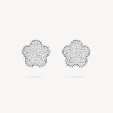 Diamond Flower Studs with Millegrain Edge