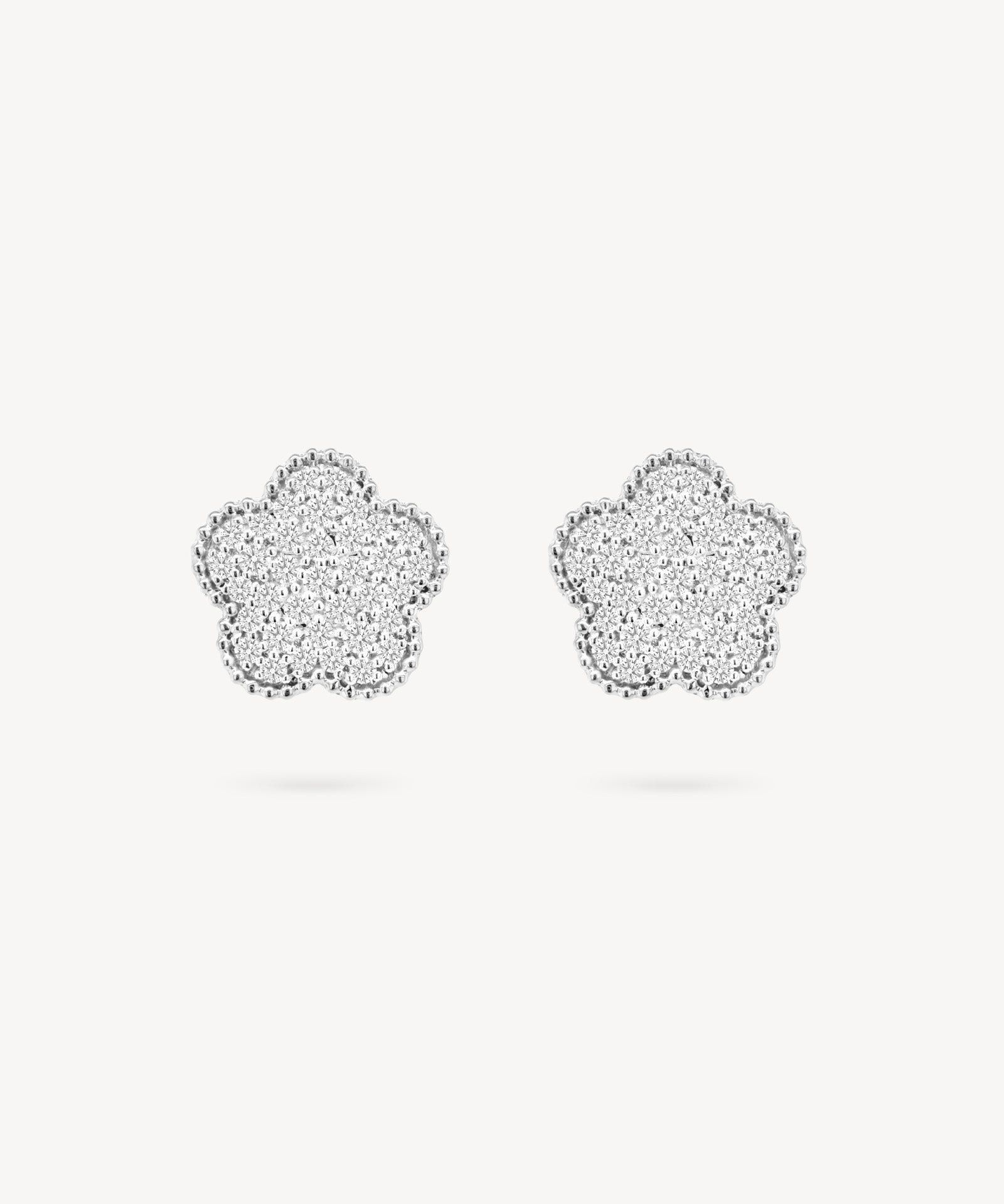 Diamond Flower Studs with Millegrain Edge