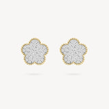 Diamond Flower Studs with Millegrain Edge