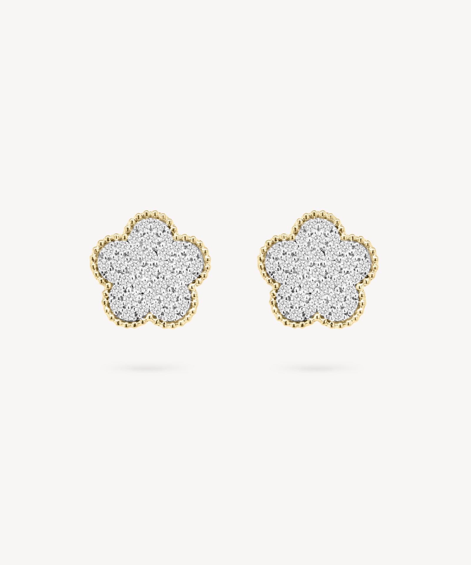 Diamond Flower Studs with Millegrain Edge