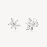 Marquise and Pear Cut Diamond Cluster Stud Earrings