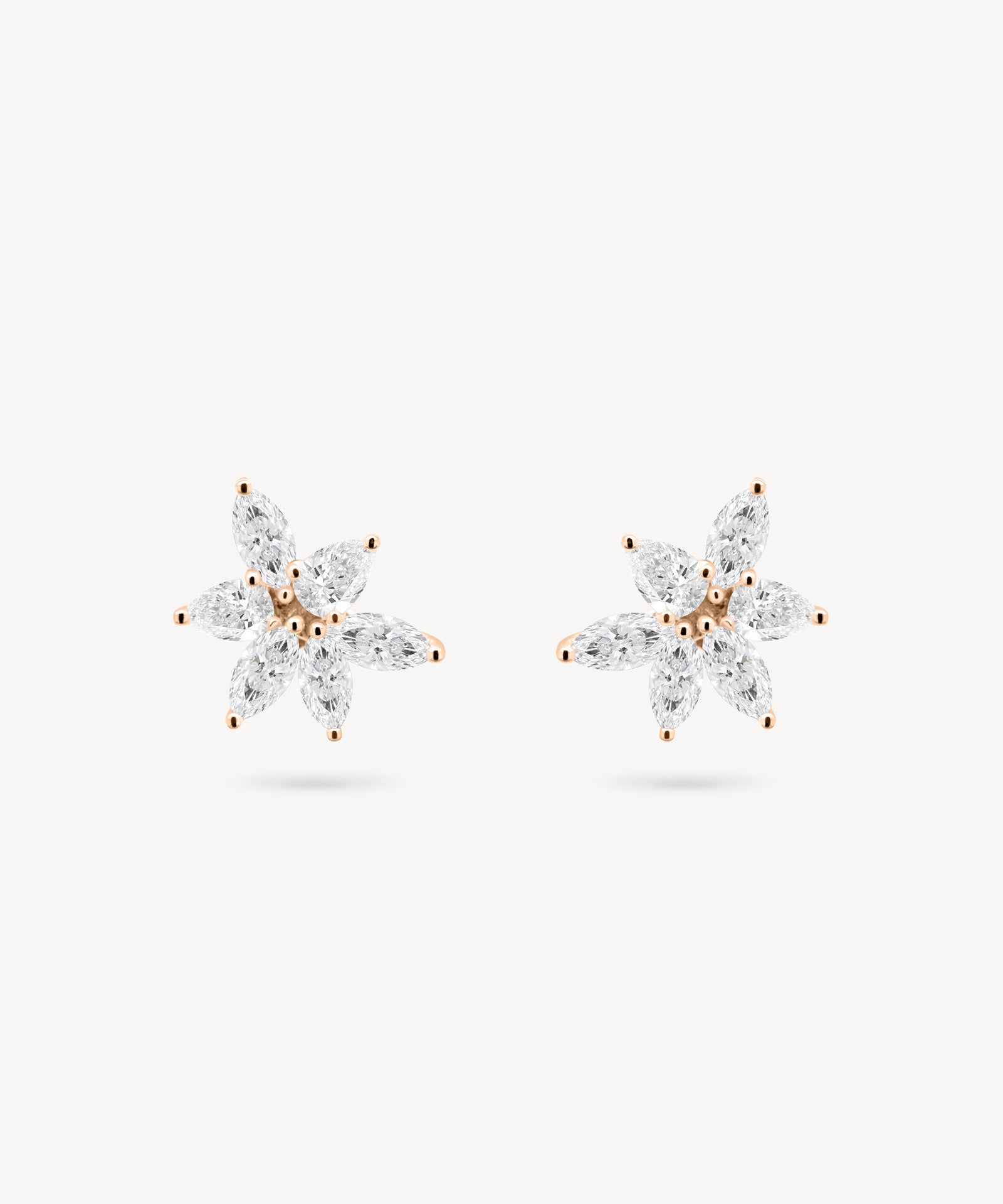 Marquise and Pear Cut Diamond Cluster Stud Earrings