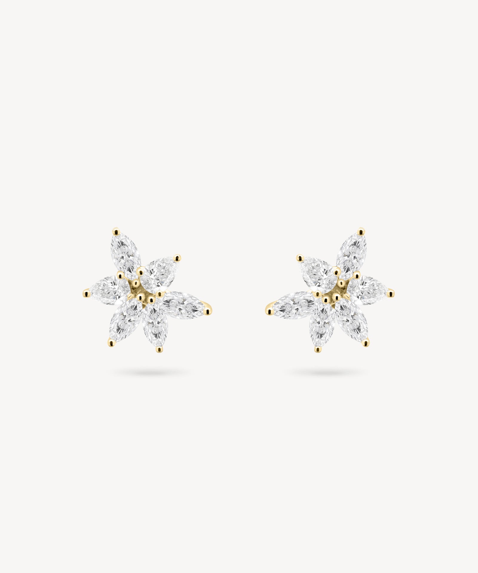 Marquise and Pear Cut Diamond Cluster Stud Earrings