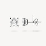 Asscher Cut Diamond Solitaire Stud Earrings