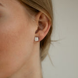 Asscher Cut Diamond Solitaire Stud Earrings
