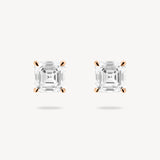 Asscher Cut Diamond Solitaire Stud Earrings