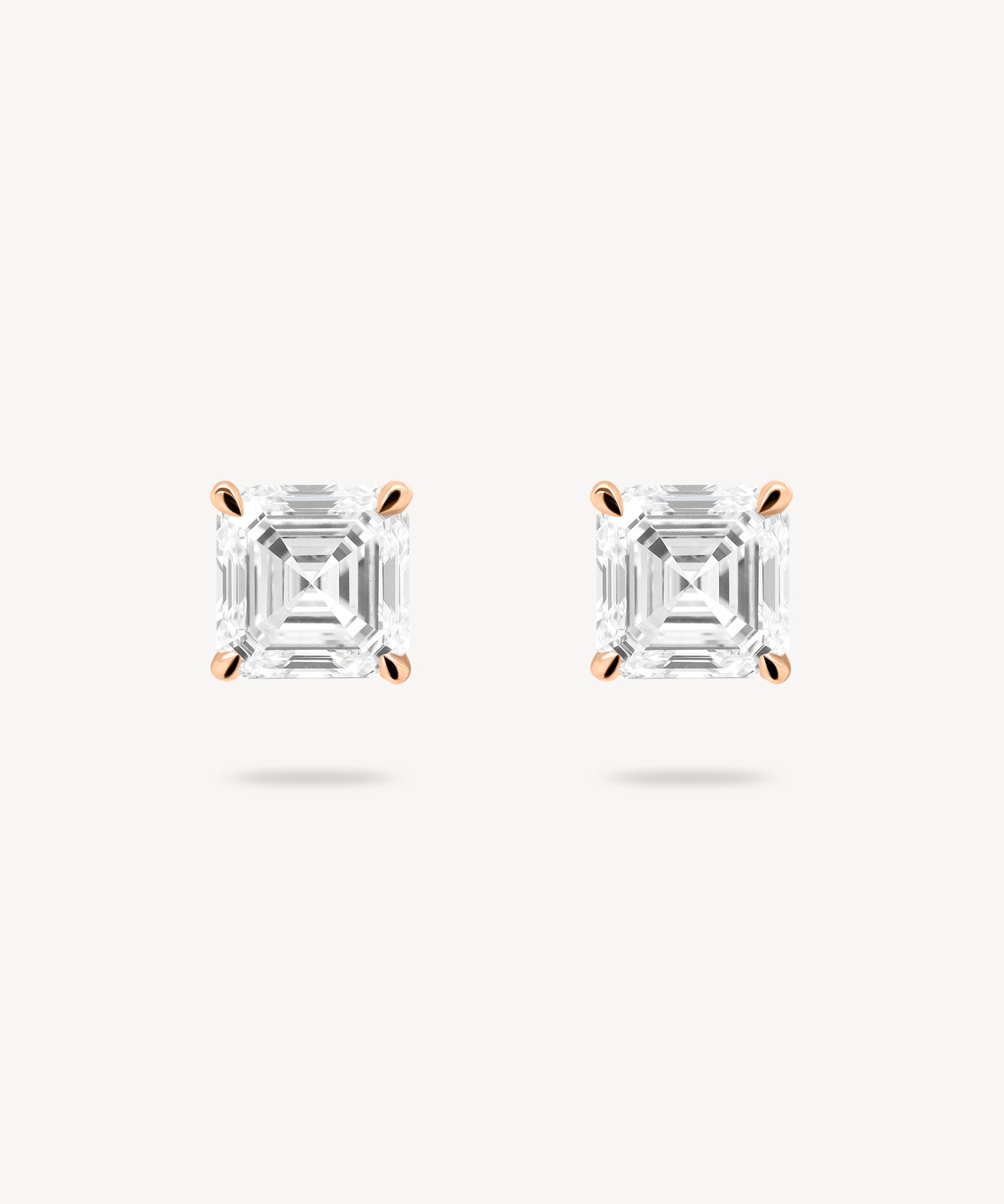 Asscher Cut Diamond Solitaire Stud Earrings