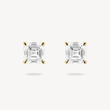 Asscher Cut Diamond Solitaire Stud Earrings