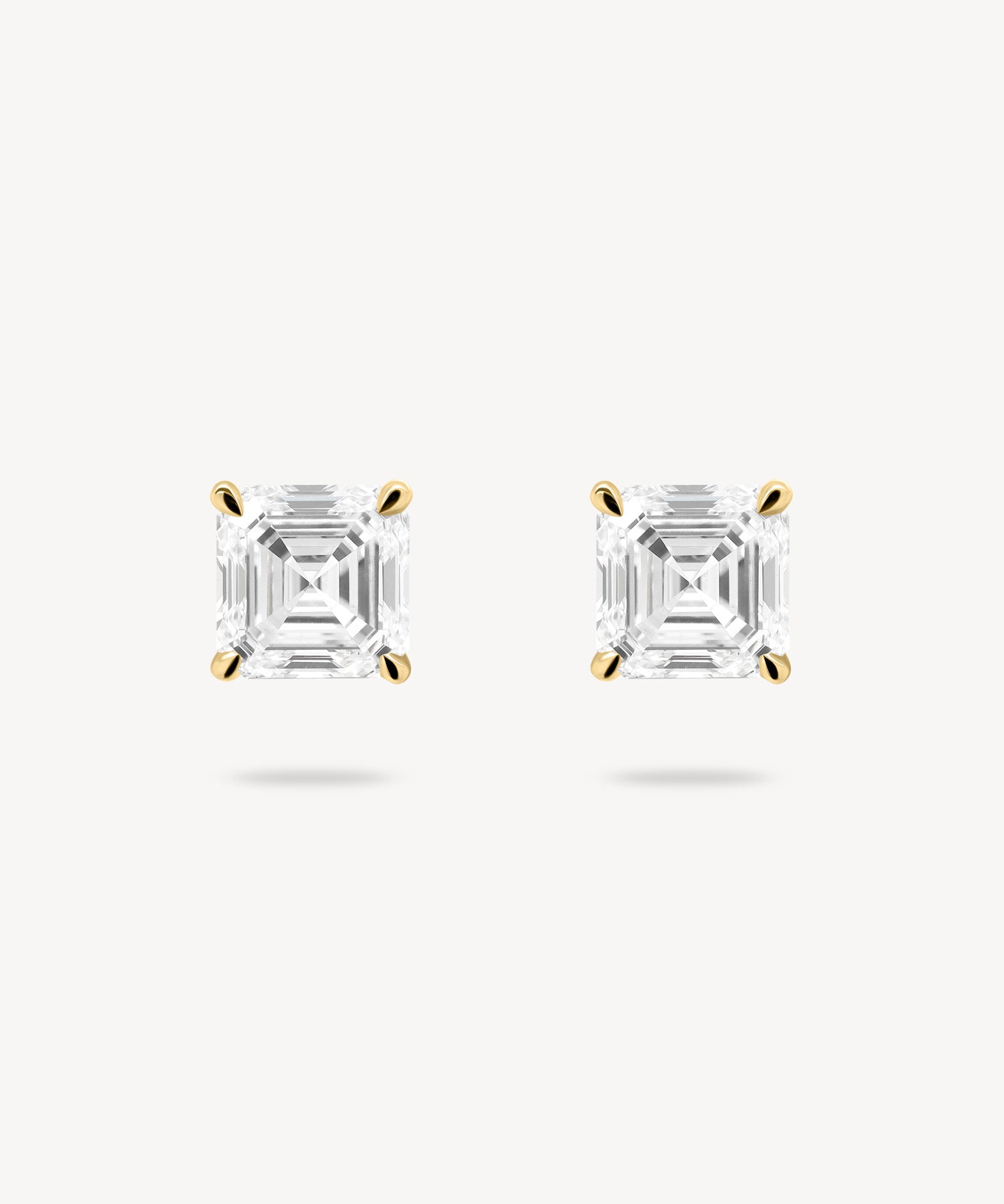 Asscher Cut Diamond Solitaire Stud Earrings