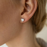Heart Shaped Diamond Solitaire Stud Earrings