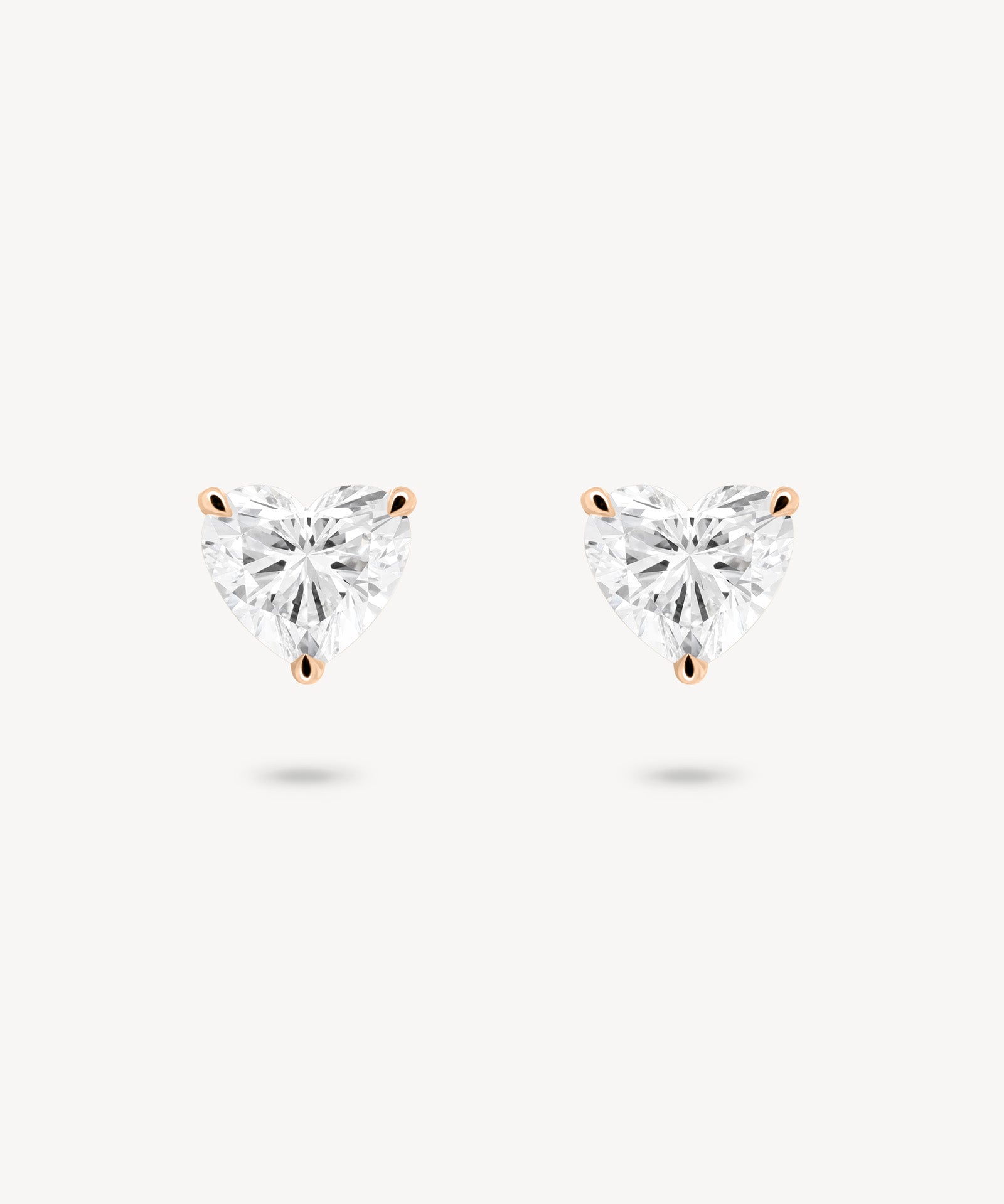 Heart Shaped Diamond Solitaire Stud Earrings