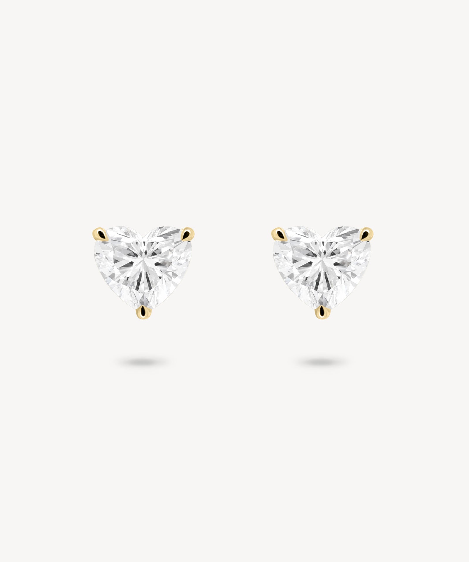 Heart Shaped Diamond Solitaire Stud Earrings
