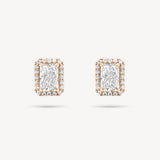Radiant Cut Diamond Stud Earrings with Removable Halo