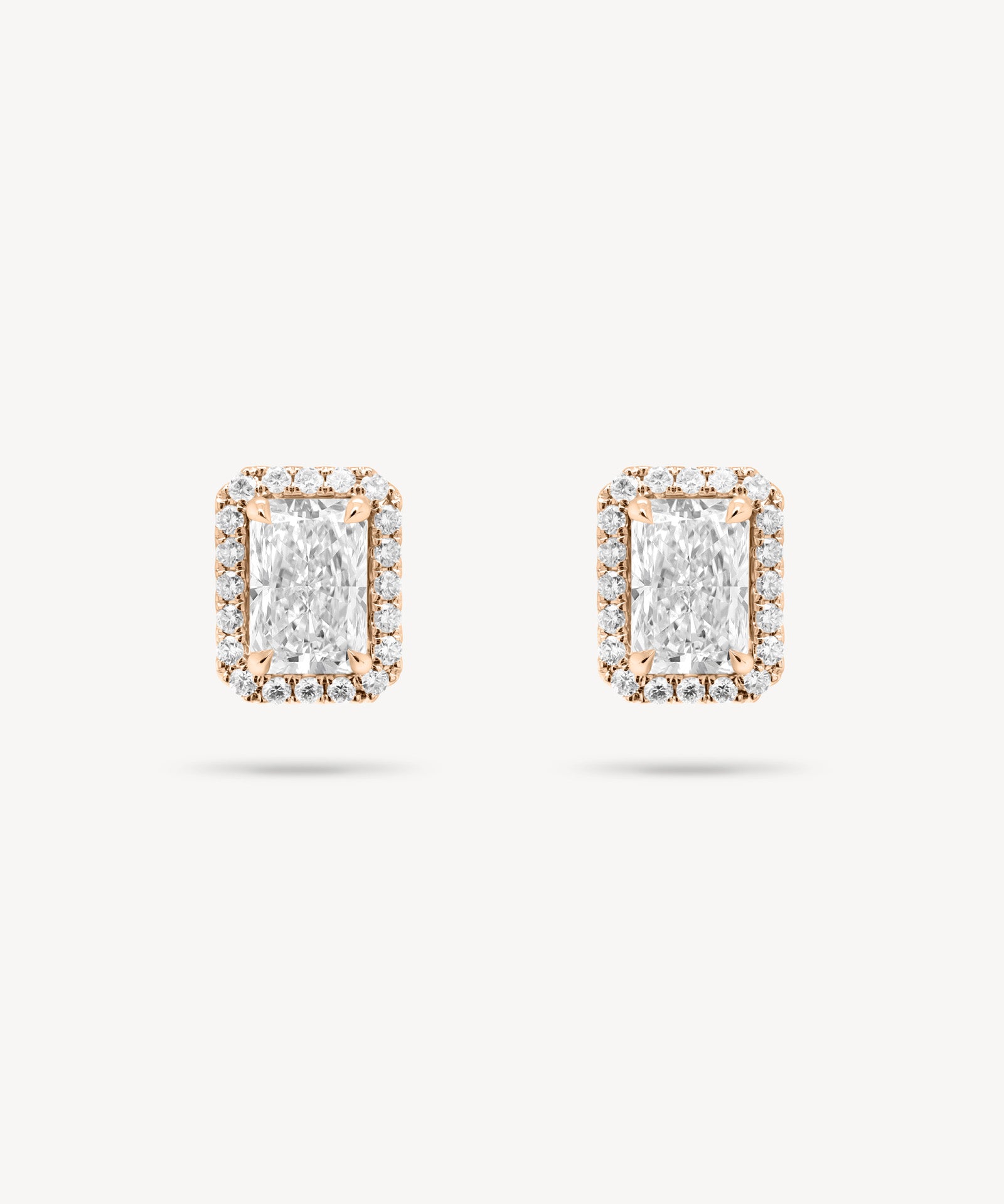 Radiant Cut Diamond Stud Earrings with Removable Halo